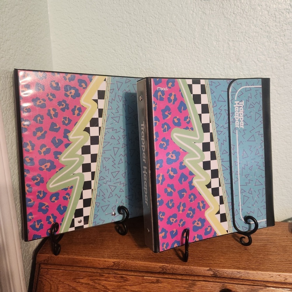 Retro‎ 80s Style Trapper Keeper Binder Mead 2 Folders Pouch Clipboard Set Of 2